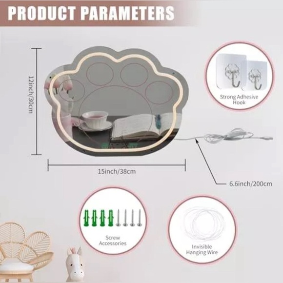 Neon Kitty Cat 🐱 Paw Light Up Safety Mirror - Picture 5 of 10